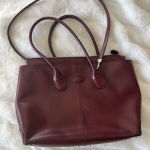 Tod’s Maroon Leather Shoulder Bag